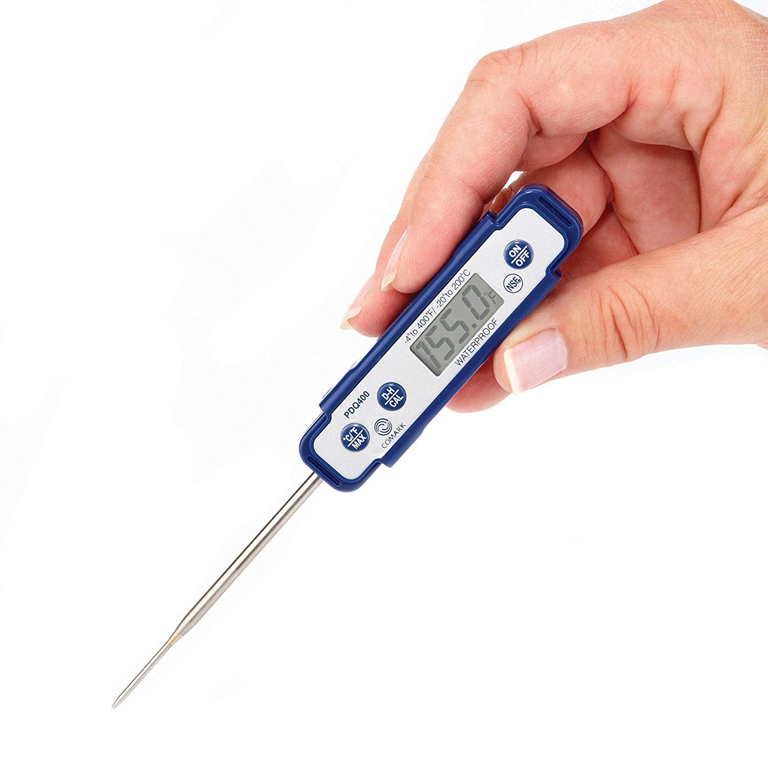 Comark PDQ400 Waterproof Digital Pocket Thermometer - Fast & Accurate Temperature Measurement for Cooking, BBQ, Meat, Liquids & Labs (IP67 Rated)