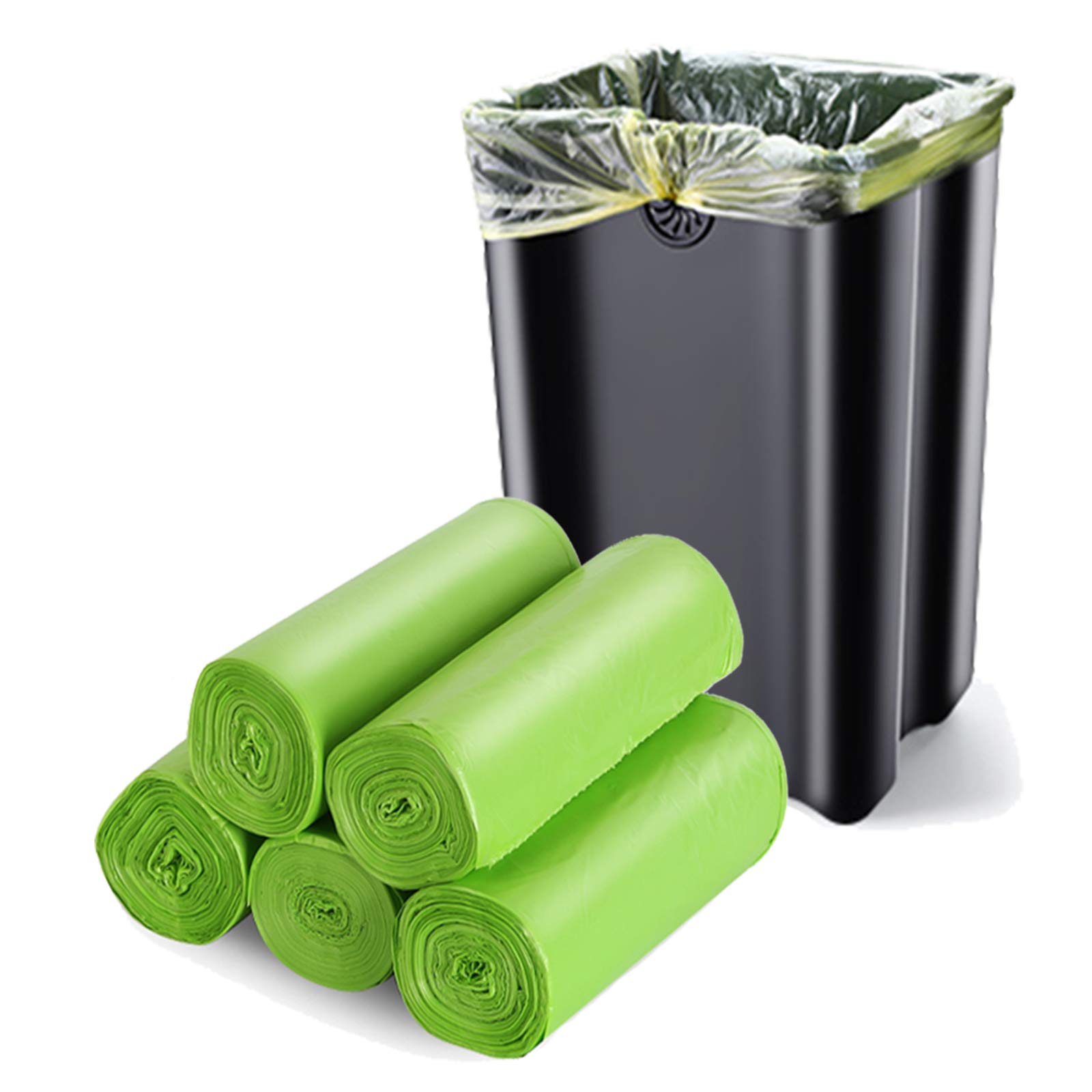 Eco-Friendly 13-15 Gallon Plant Based Compostable Trash Bags - Unscented Tall Kitchen Garbage Bags for Recycling, Yard Waste & Office Use (75 Count, Green) | Perfect for Sustainable Home, Outdoor & Commercial Waste Disposal