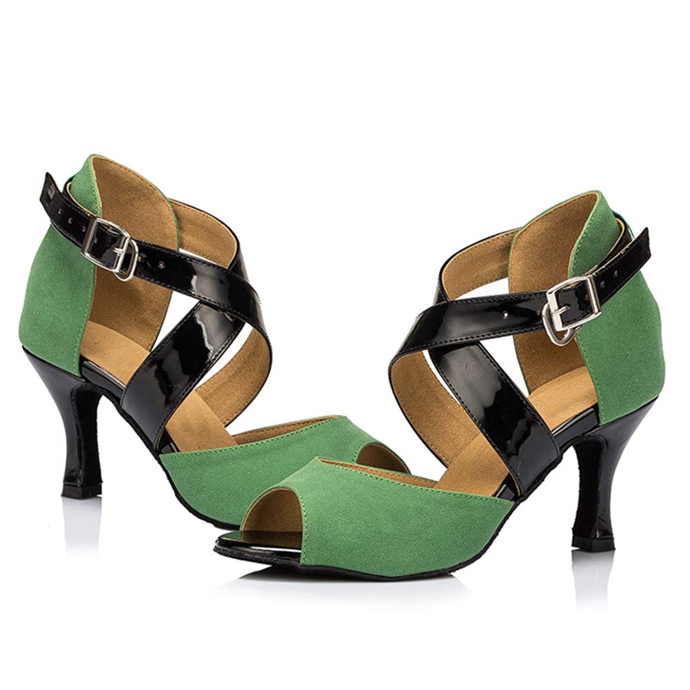 DKZSYIM Women's Suede Latin Dance Shoes - Professional Ballroom Performance Shoes for Salsa, Tango & Cha Cha - Model YCL095 - Perfect for Dance Competitions & Social Dancing Events
