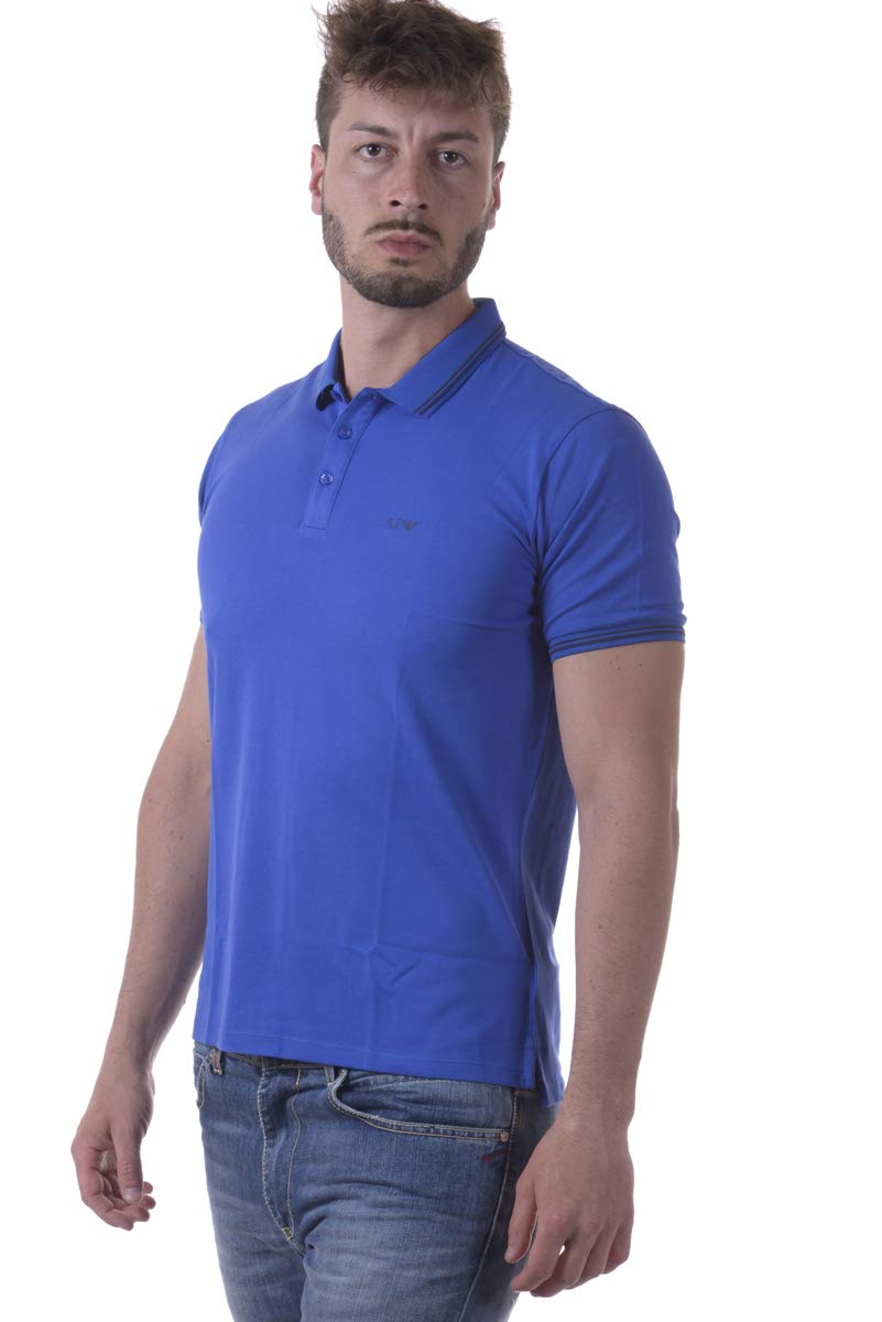 ARMANI JEANS Men's Classic Blue Polo Shirt - Casual Short Sleeve Cotton Shirt for Work, Golf & Everyday Wear