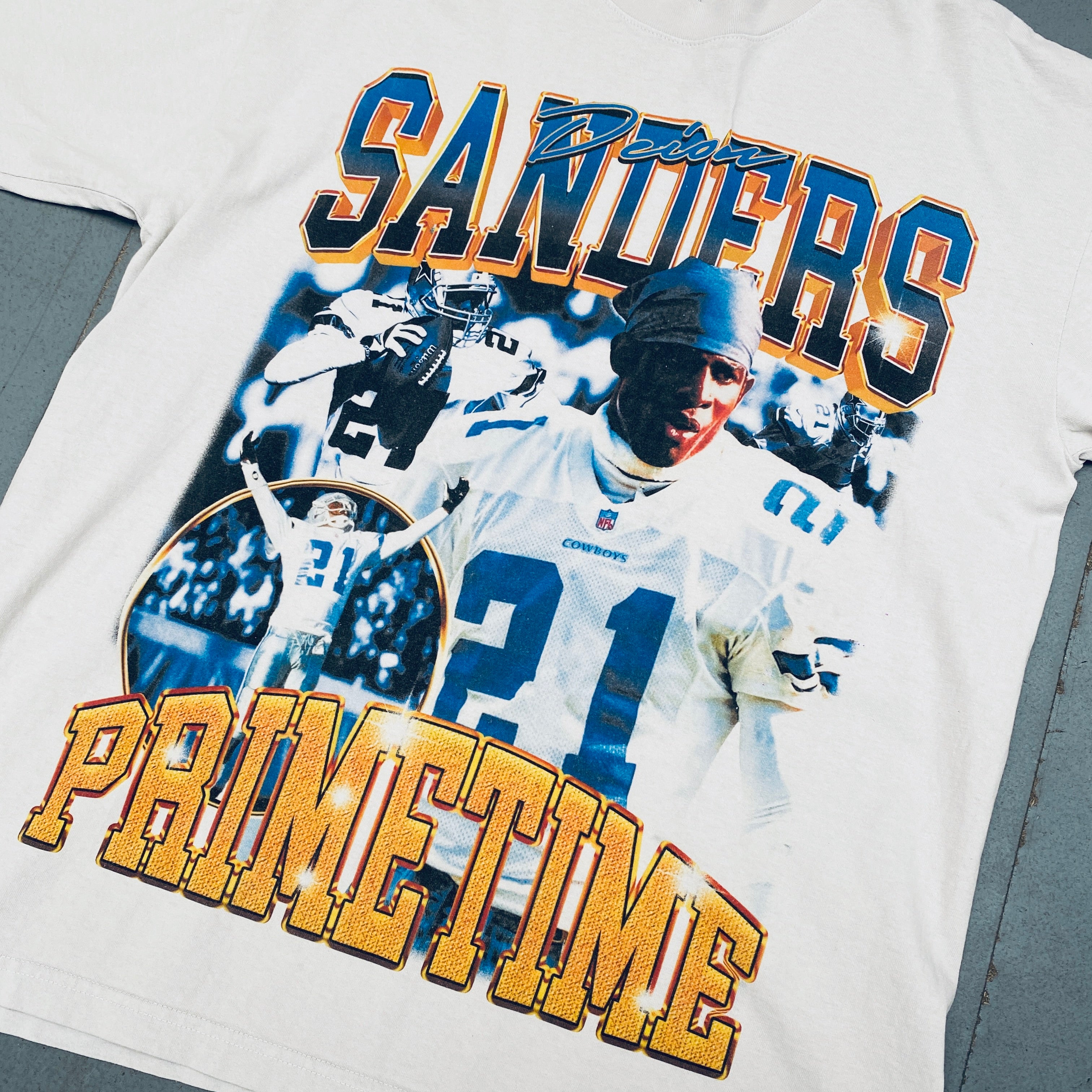 Dallas Cowboys Deion Sanders Prime Time Graphic T-Shirt for Men - Officially Licensed NFL Football Jersey Tee (Large) - Perfect for Game Day, Sports Fans, and Casual Wear