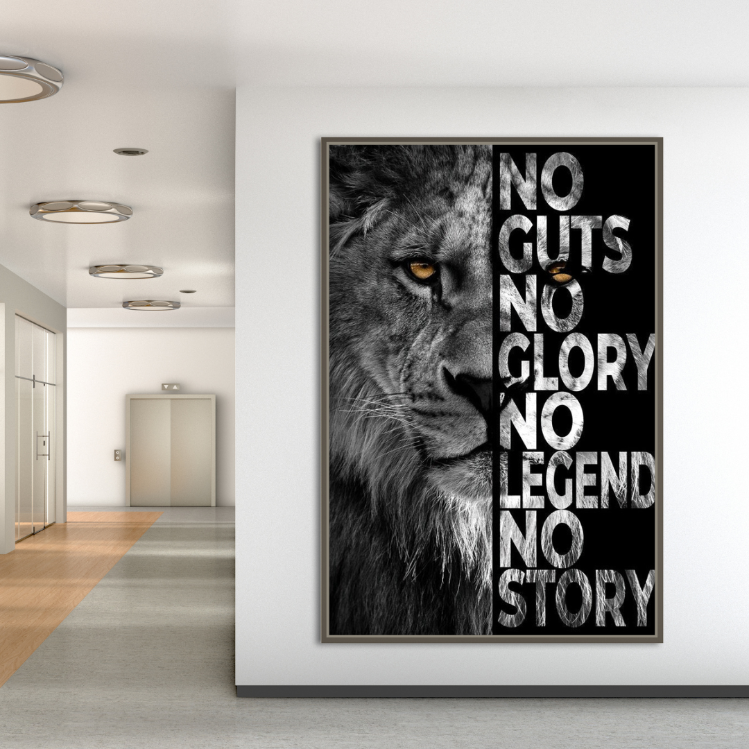 Inspirational Lions Canvas Wall Art - Motivational Words Never Quit Poster for Home & Office Decor | Perfect for Living Room, Bedroom, or Workspace