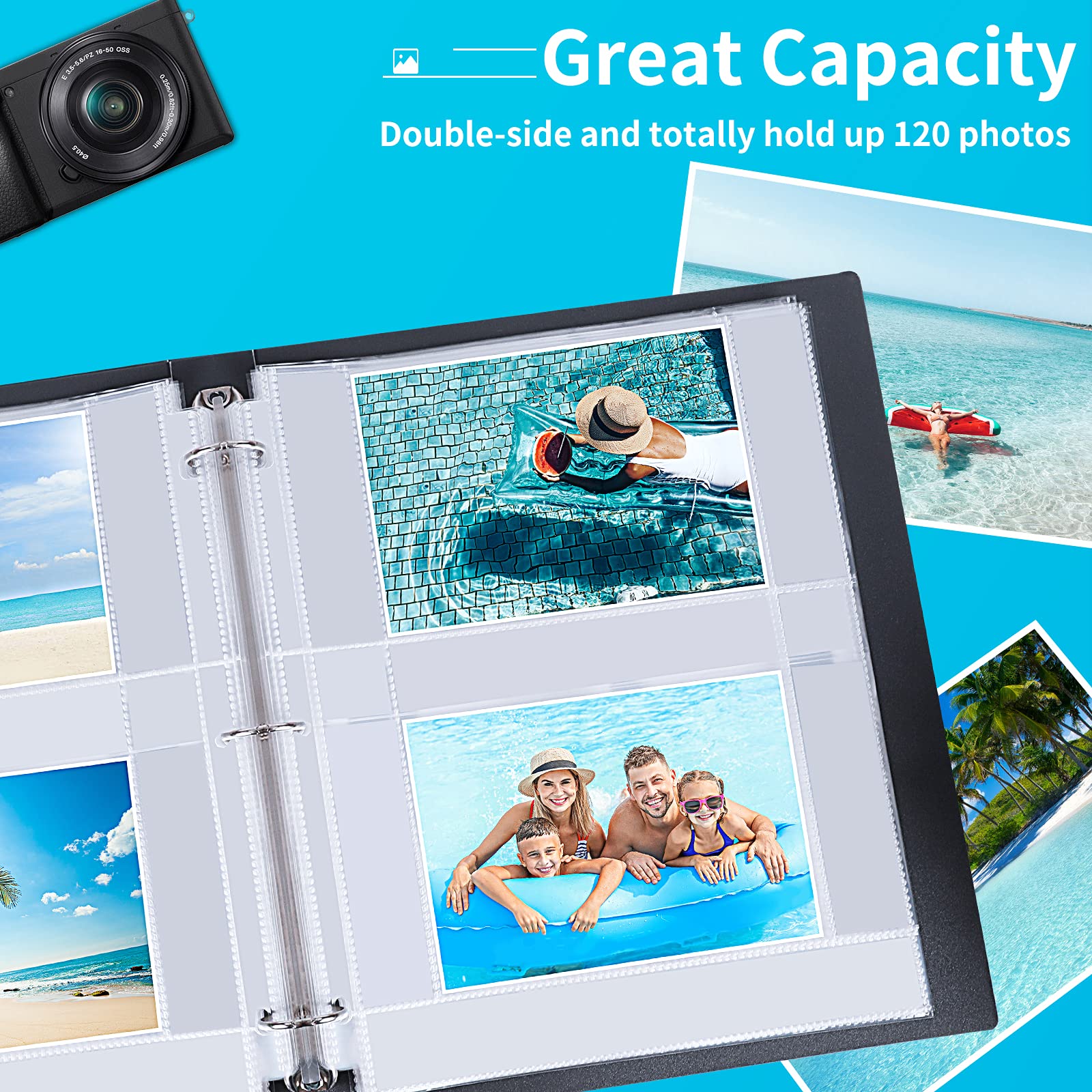 30 Pack 4x6 Photo Sleeves for 3 Ring Binder - Archival Safe Acid-Free Plastic Photo Protector Pages (Holds 120 Photos), Clear Postcard & Picture Album Refill Pockets - Perfect for Scrapbooking, Family Photos & Document Storage