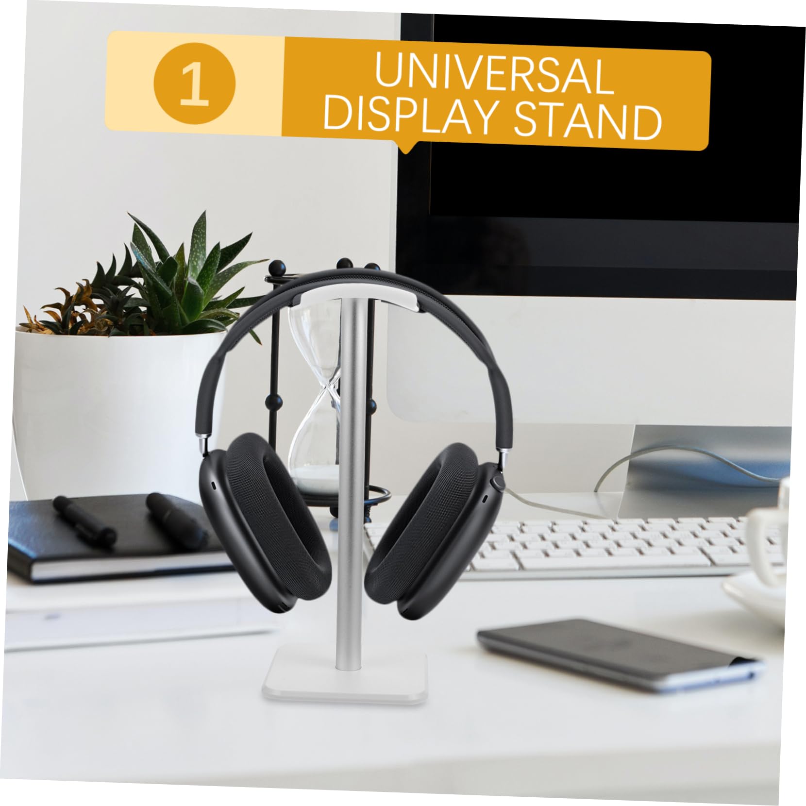 TOPPERFUN Innovative Aluminum Headphone Stand - Space Saving Desk Organizer for Gaming Headsets & Studio Headphones - Perfect for Office, Home & Gaming Setup