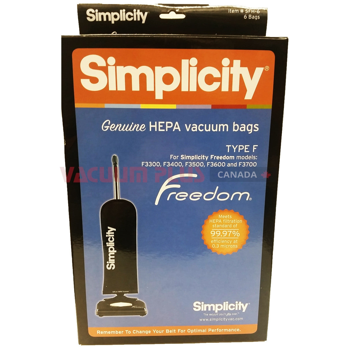 Simplicity OEM HEPA Filter Bags Type F - 6 Pack Replacement Bags for Vacuum Cleaners | Perfect for Allergy Sufferers & Home Cleaning