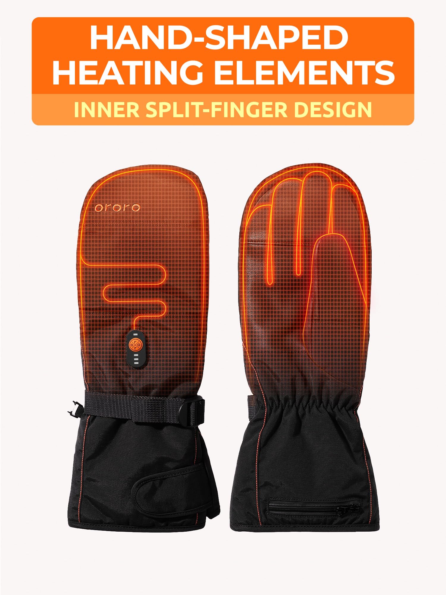 ORORO Heated Mittens for Women & Men - Battery-Powered Winter Gloves for Extreme Cold (Charger Not Included) - Perfect for Skiing, Snowboarding & Outdoor Activities