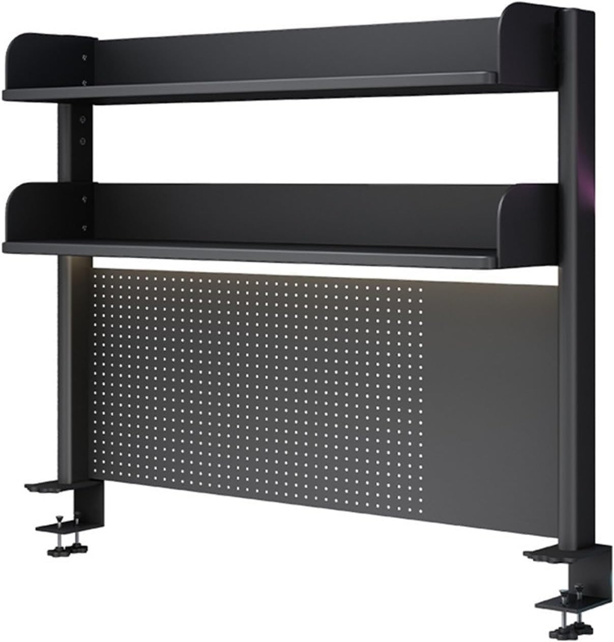 Black Clamp-On Desk Organizer Shelf with Pegboard - 39.4