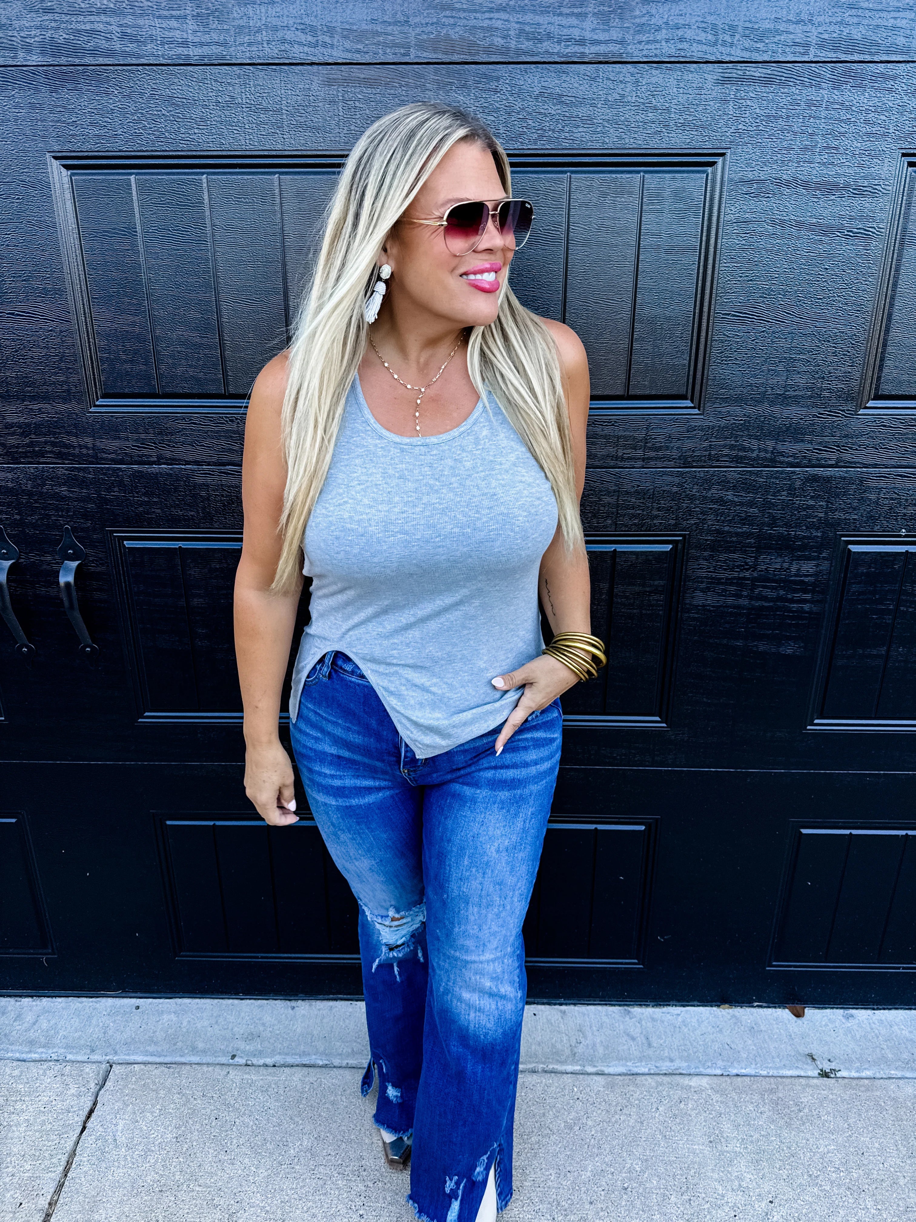 Gabby Side Slit Tank Top - 4 Color Options | Preorder Now | Perfect for Yoga, Gym & Summer Outfits