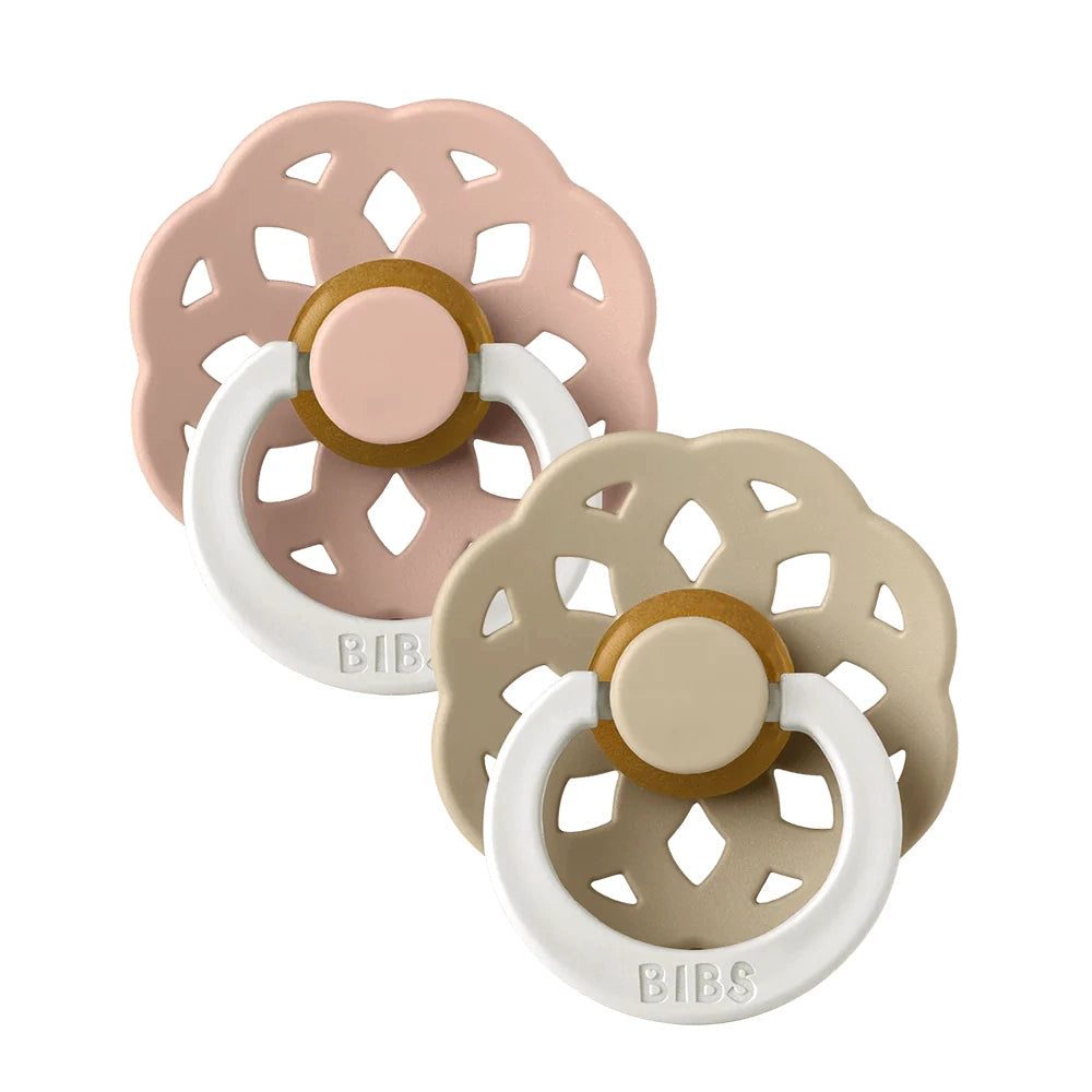 Bibs Boheme Glow Latex Pacifier 2-Pack - Blush & Vanilla - Soothing Baby Pacifier for Day & Night Use, Newborn Essentials, Perfect Gift for Parents