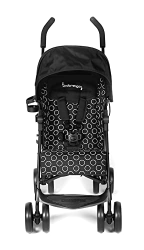 Kinderwagon Skip Lightweight Compact Baby Stroller - Infant Car Seat Compatible, Includes Rain Cover & Removable Cup Holder (Black) | Perfect for Travel, Shopping & Everyday Use
