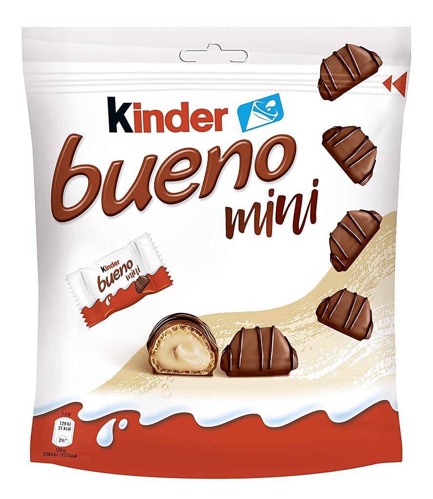 Kinder Bueno Mini Chocolate Bars with Milk Hazelnut Cream - 108g (3.80 oz) Individually Wrapped Snack Pack - Imported from Germany | Perfect for Lunchboxes, Office Snacks & Party Favors