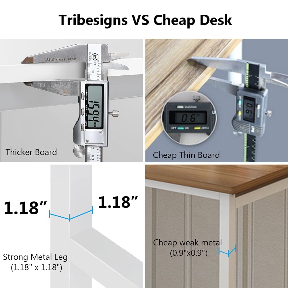 Tribesigns 47 Inch Modern Computer Desk with Hutch & Bookshelf - Sturdy Home Office Desk for Work, Study & Writing - Space Saving All White Workstation for Small Spaces & Apartments