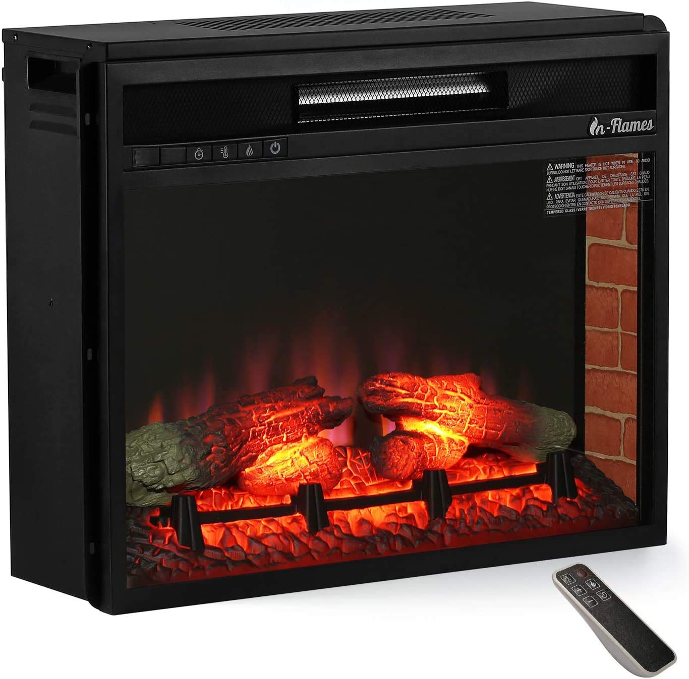 TURBRO 33 Inch Recessed Electric Fireplace - 7 Realistic Flame Effects, Infrared Quartz Heater, Adjustable Thermostat & Timer - Wall Mounted for Living Room, Bedroom - INF33