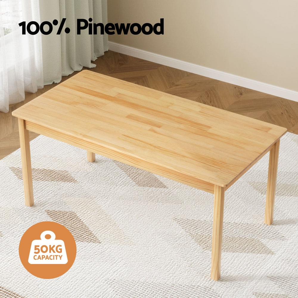Keezi Kids Table and 2 Chairs Set - Solid Pinewood Furniture for Children's Playroom, Learning & Dining - Perfect for Toddler Activities, Arts & Crafts, Snack Time