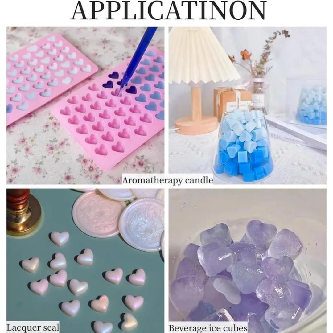 Skytail 55 Cavity Heart Silicone Mold with Dropper for Chocolate, Candy, Wax Melts - Perfect for DIY Treats, Candle Making, Ice Cubes & Aromatherapy Gifts | Valentine's Day, Wedding Favors, Party Decorations
