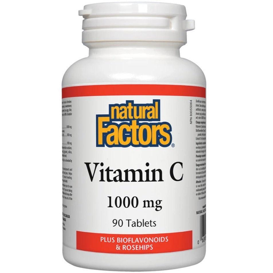 Natural Factors Vitamin C 1000mg - 90 Tablets for Immune Support & Antioxidant Protection - Daily Supplement for Adults & Kids - Boost Energy & Skin Health