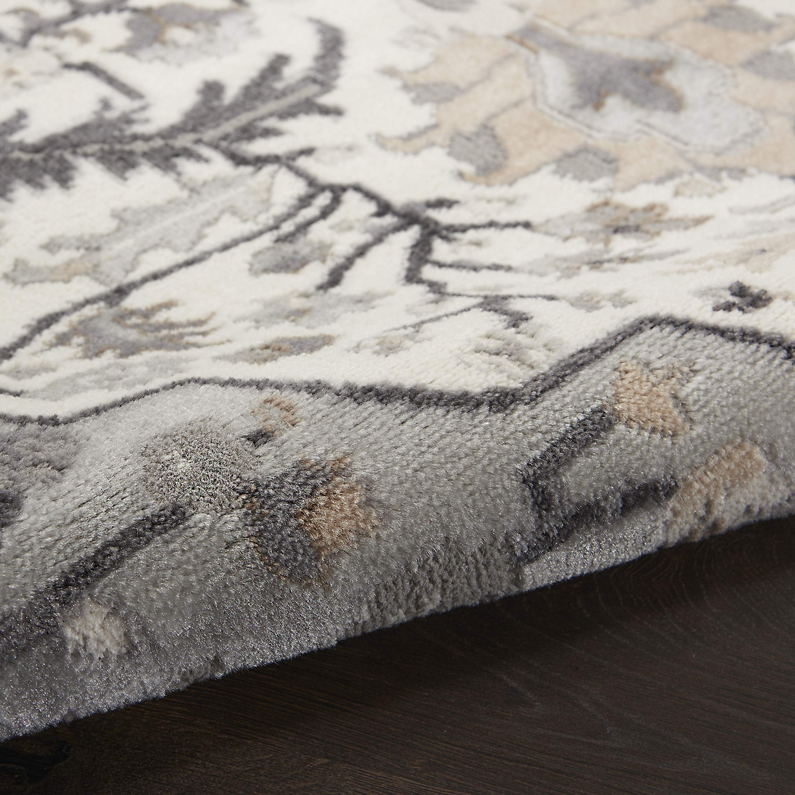 Nourison Elation Floral Ivory Grey 8x10 Area Rug - Easy Clean, Non-Shedding, Stain Resistant for Bedroom, Living Room & Dining Room | Soft & Durable for Home Decor, Perfect for High Traffic Areas & Cozy Spaces