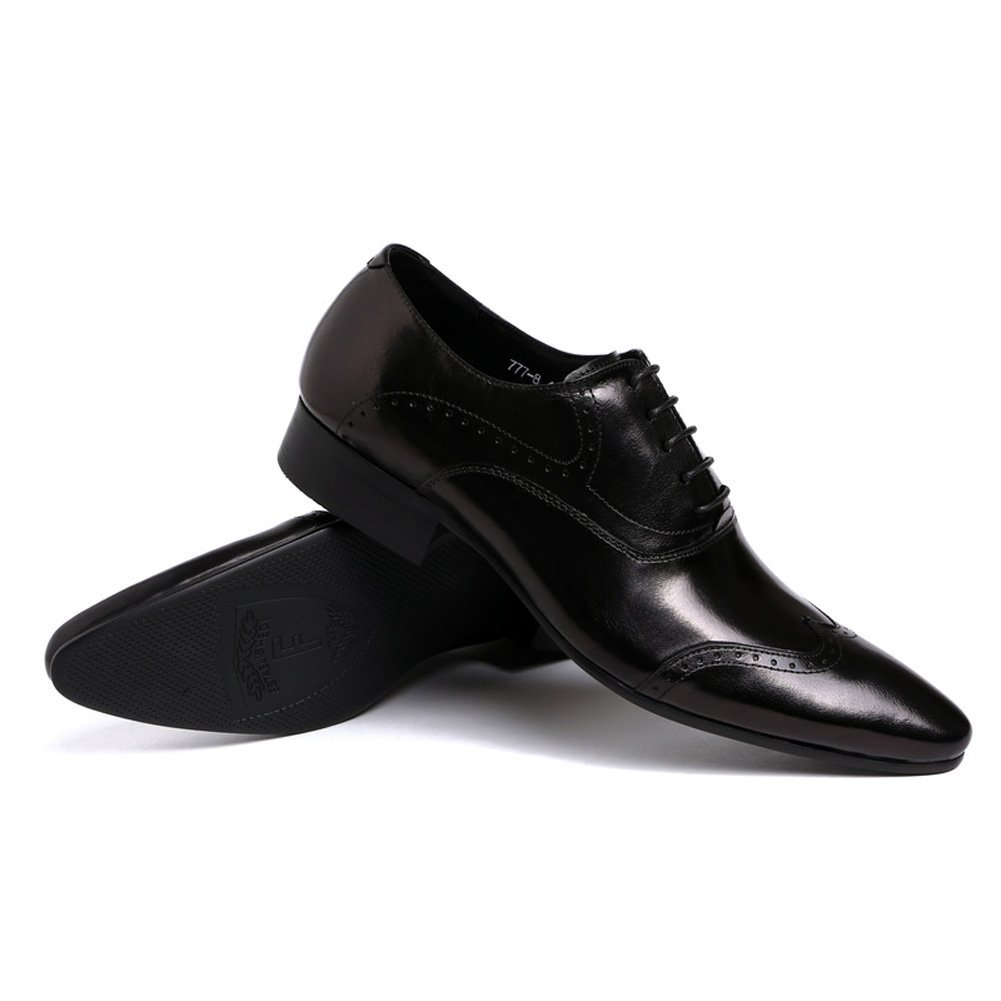 Santimon Men's Fashion Brogue Oxford Dress Shoes - Pointed Toe Lace-Up Derby for Formal & Business Wear - Perfect for Weddings, Office & Special Occasions