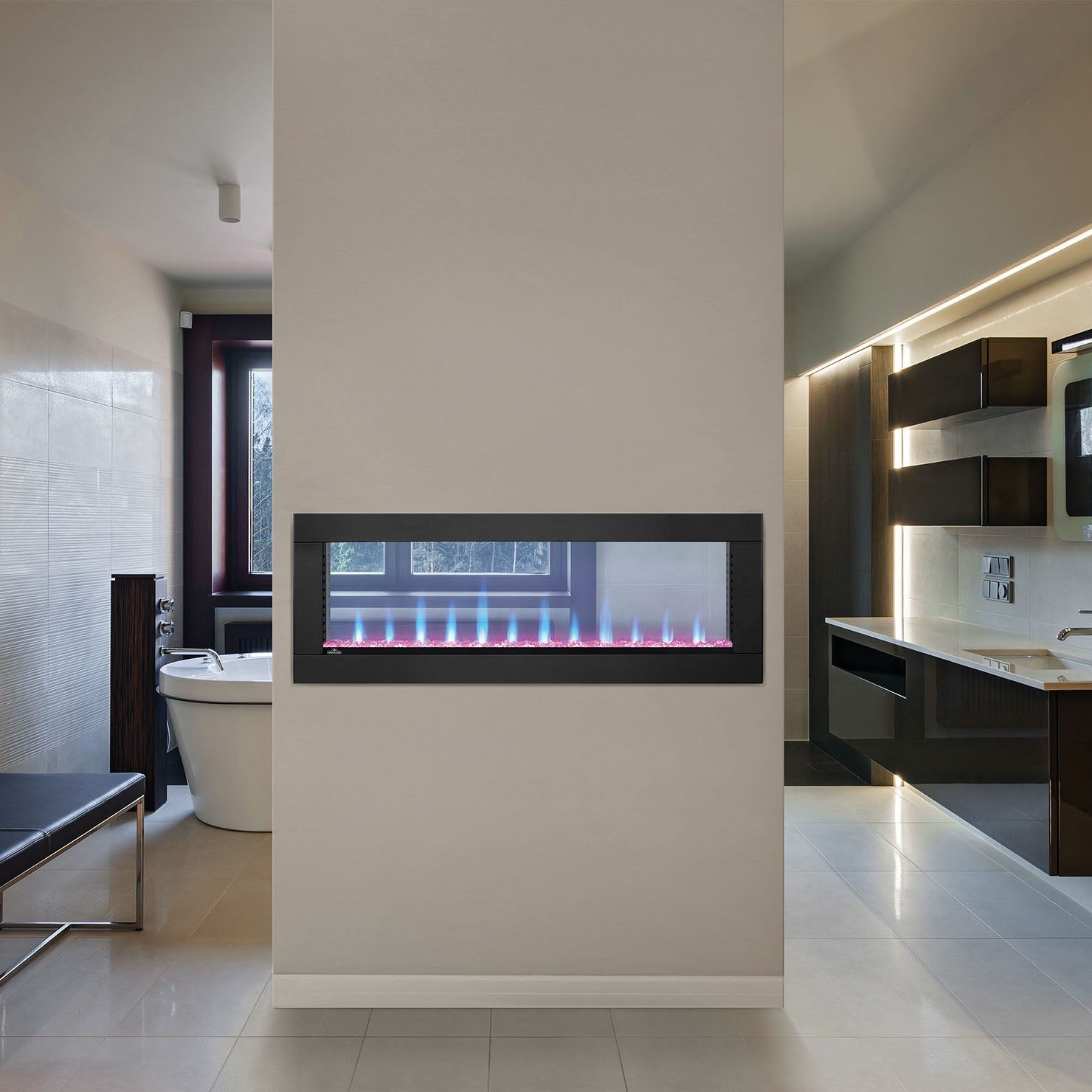 Napoleon Clearion Elite 50-Inch See-Through Electric Fireplace - Modern Indoor Heating Solution for Living Room, Bedroom & Office