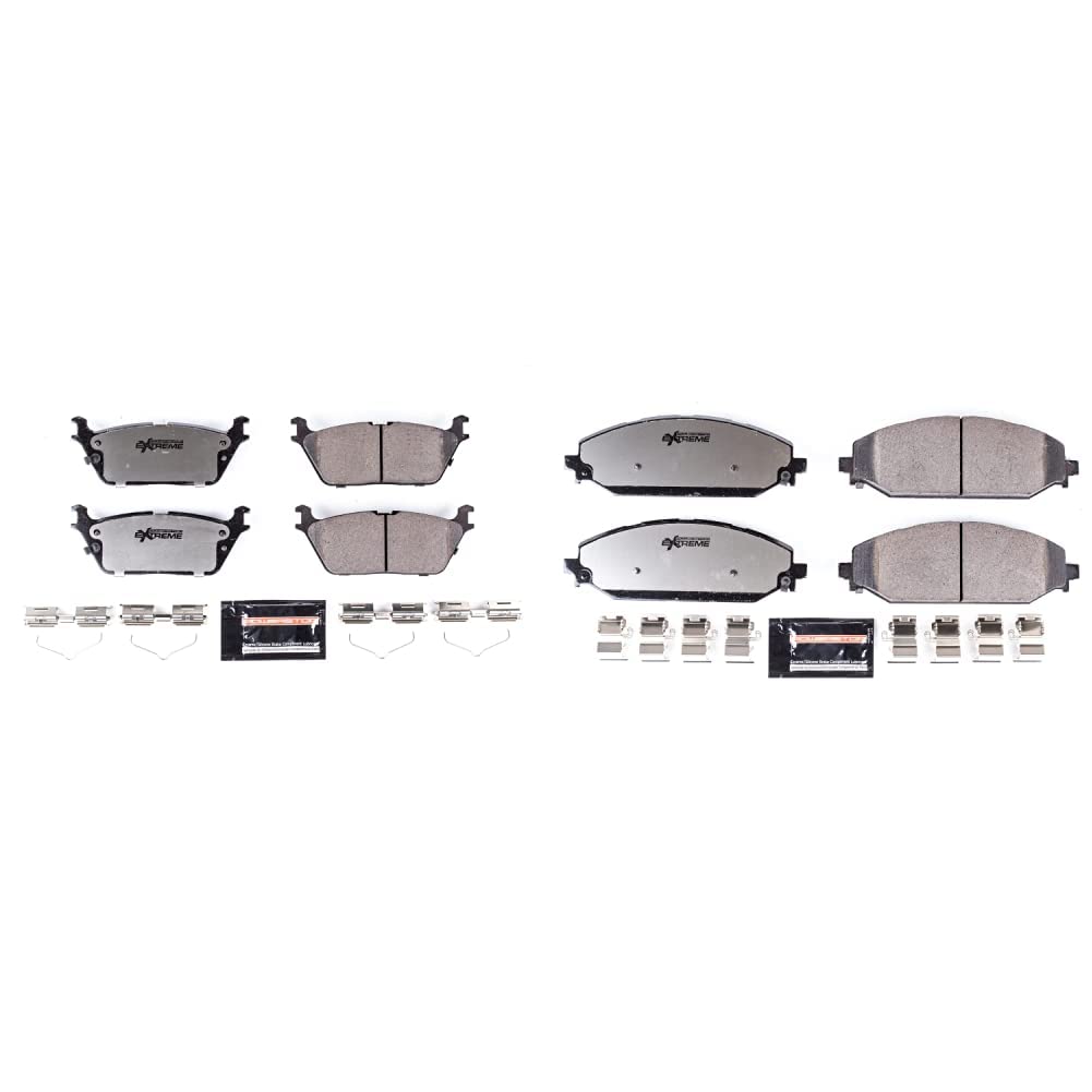 Power Stop Z36-2169 & Z36-2179 Carbon-Fiber Ceramic Brake Pads Set for Trucks & Towing - Front & Rear Brake Pads Kit - Perfect for Heavy-Duty Towing, Off-Roading & Commercial Vehicles