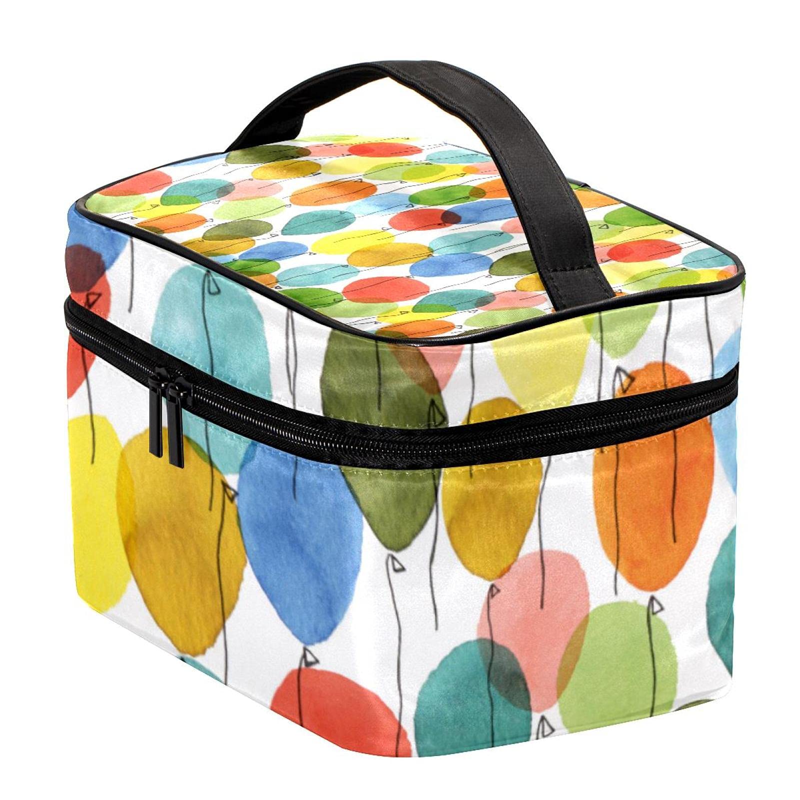 Watercolor Balloon Travel Makeup Bag - Large Cosmetic Organizer with Zipper for Women & Girls | Perfect for Vacation, Gym, and Daily Essentials Storage