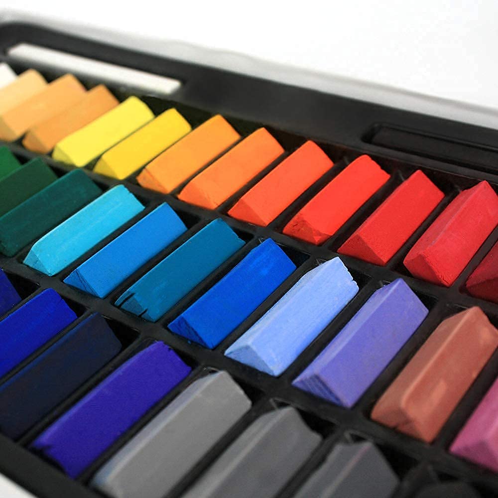 HASHI Soft Chalk Pastels Set - 48 Vibrant Colors with Holder | Professional Drawing & Sketching Supplies for Artists, Students & DIY Crafts