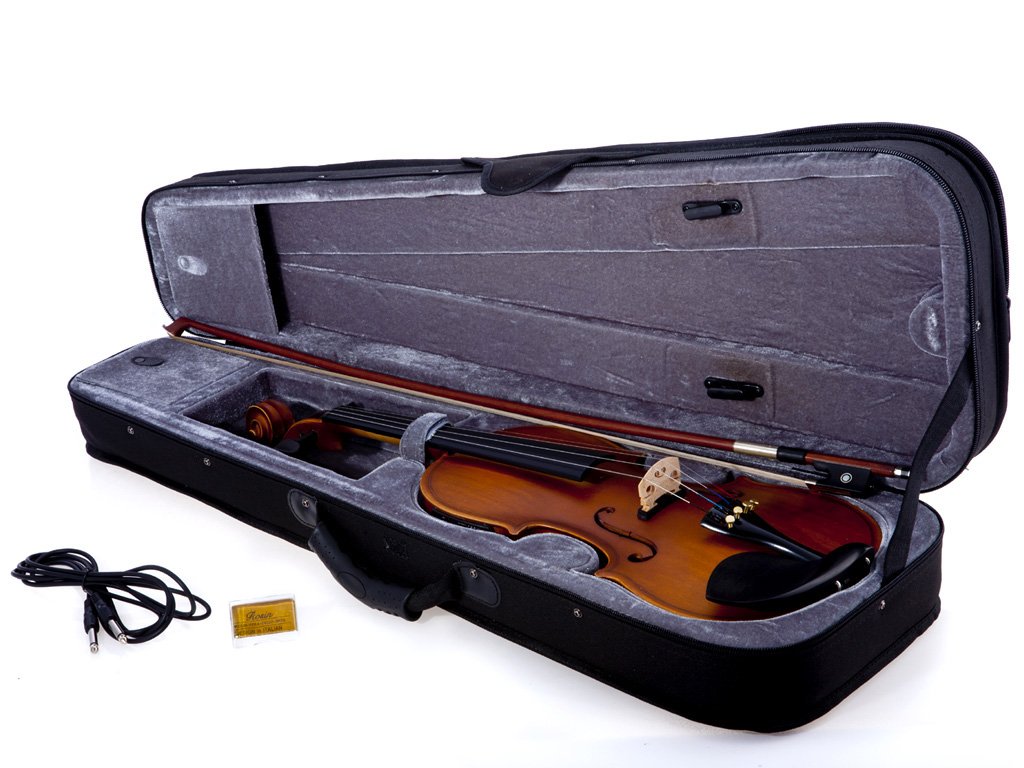 Fever Acoustic Electric Violin 4/4 Full Size - Professional Violin with Hard Case & Bow - Perfect for Beginners, Performances & Studio Recording