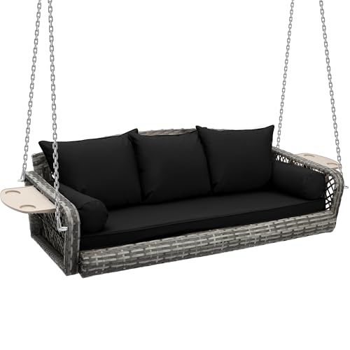 Gray Rattan Black Cushion