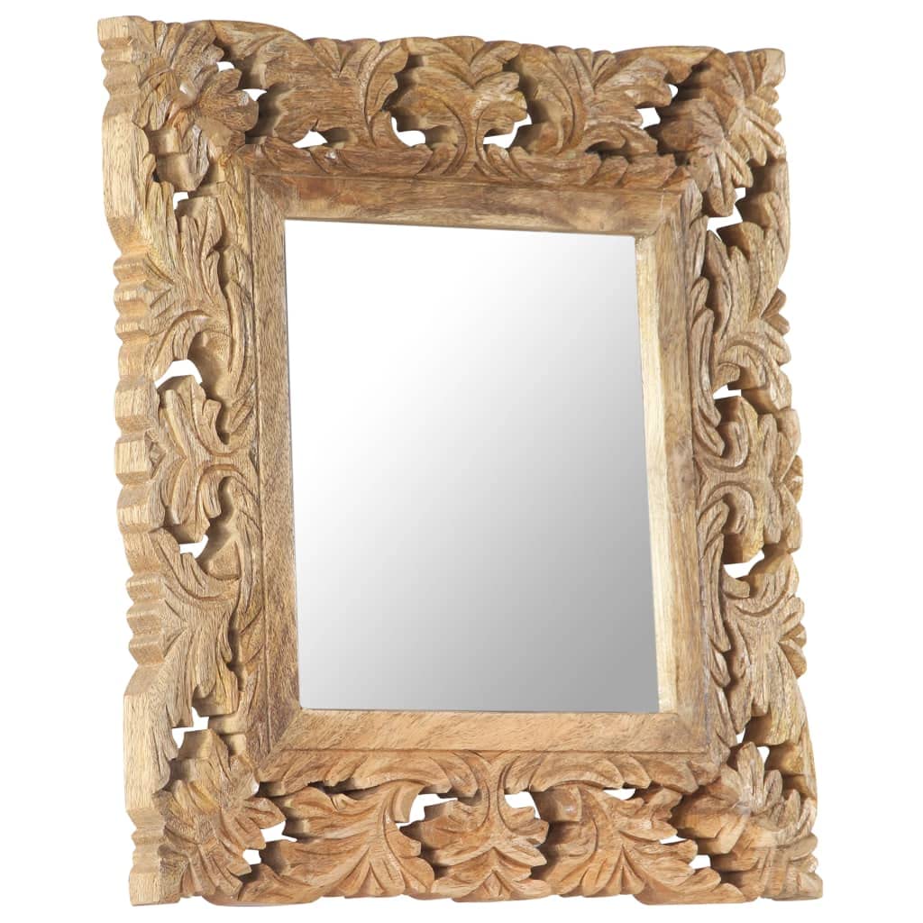 Hand Carved Brown Mirror 19.7