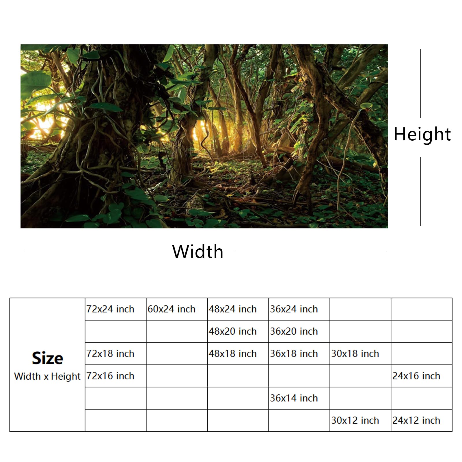 YongFoto 36x18 Inch Reptile Terrarium Background - Tropical Rainforest Jungle & Enchanted Forest Design for Bearded Dragon Tanks | Perfect for Reptile Habitats, Vivarium Decor, and Terrarium Backdrops