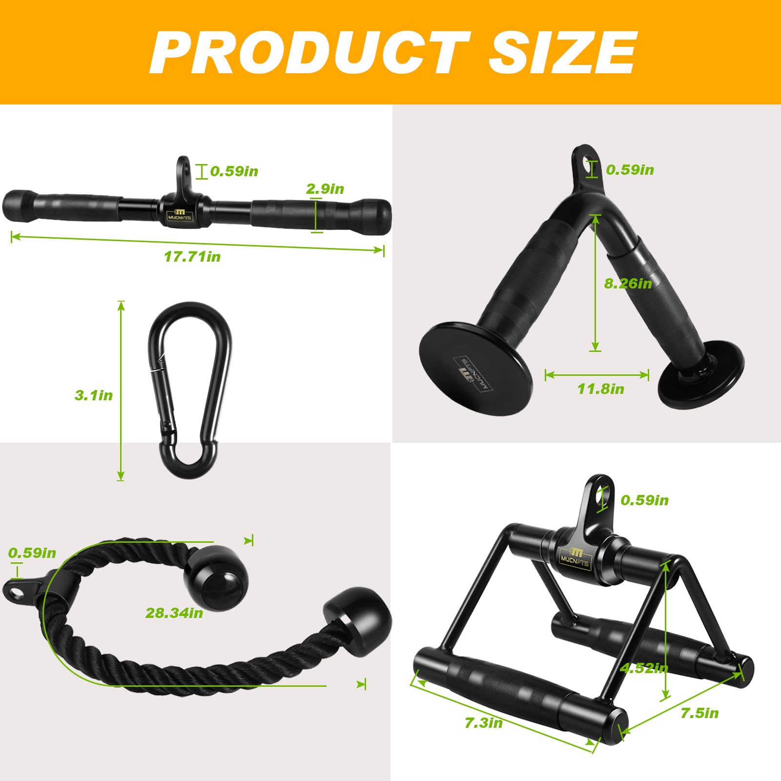 Durable LAT Pulldown & Tricep Pull Down Attachments for Home Gym Equipment | Heavy-Duty Cable Machine Accessories | Perfect for Strength Training & Muscle Building Workouts