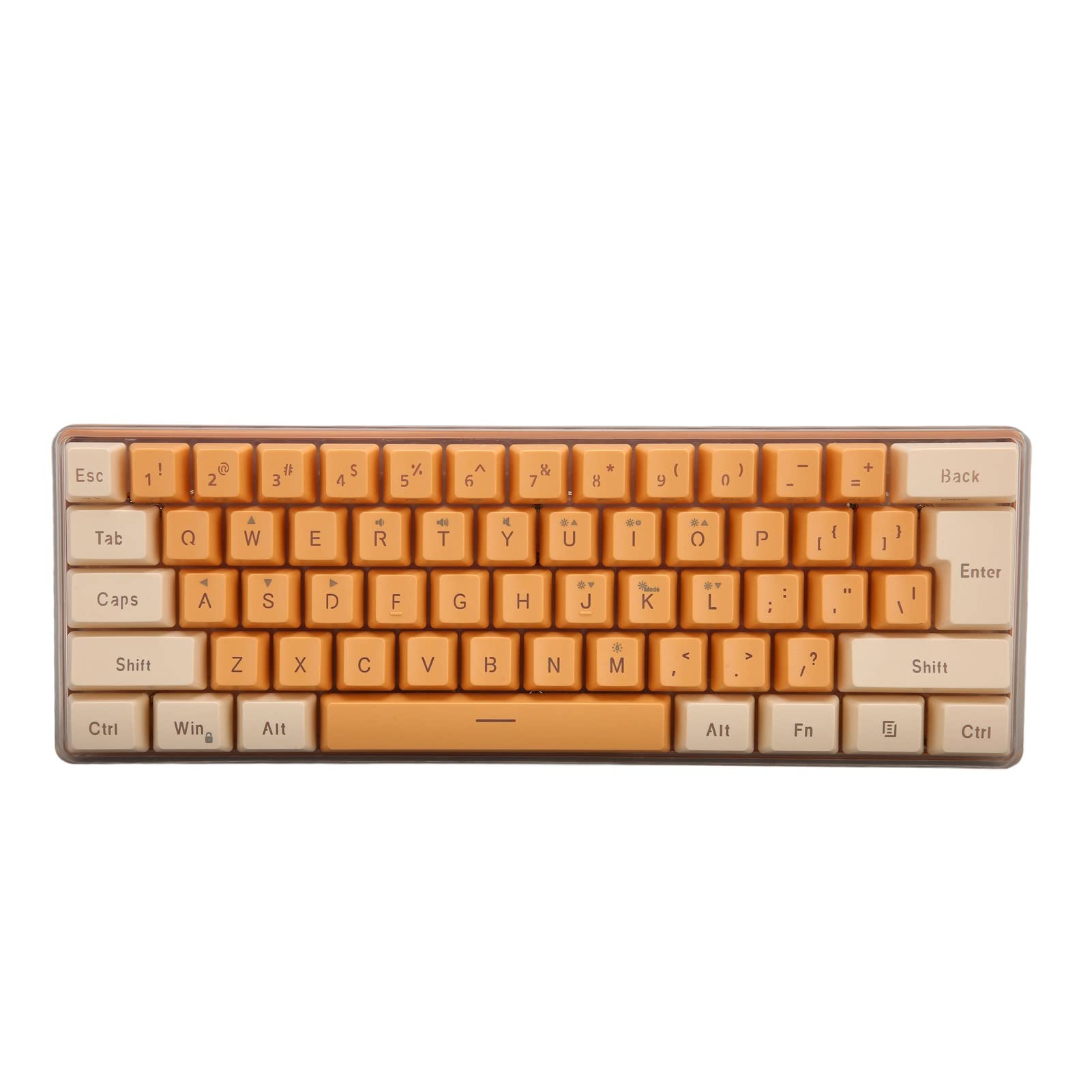 NIZUUONE 61 Key RGB Backlit Mechanical Gaming Keyboard - USB Wired, Tactile Switches for PC/Mac, Beige & Orange Design - Perfect for Office Work, Gaming & Typing Enthusiasts