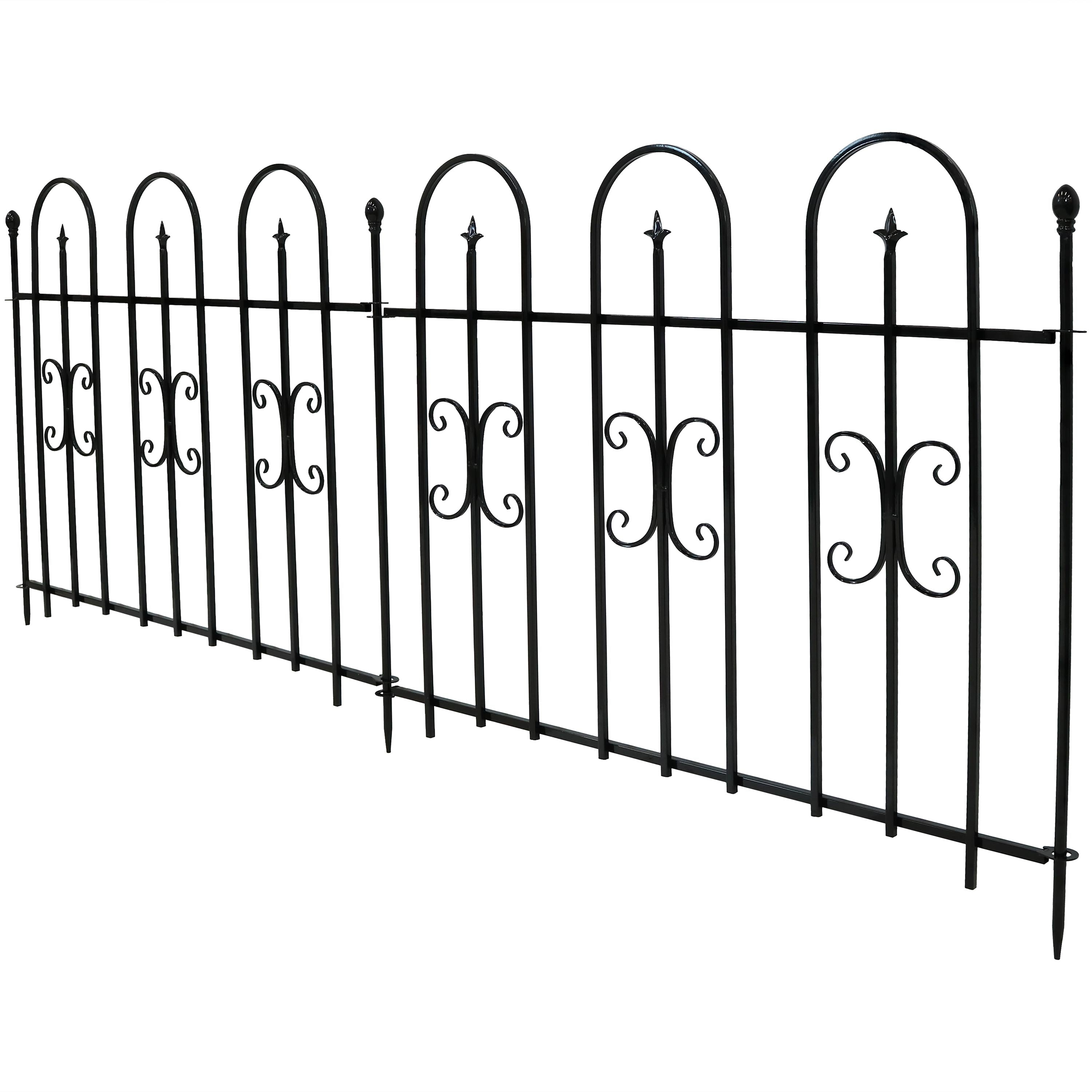 Sunnydaze 2-Piece Decorative Finial Border Fence - 8' Overall Length - Elegant Garden Edging for Flower Beds, Pathways & Outdoor Decor