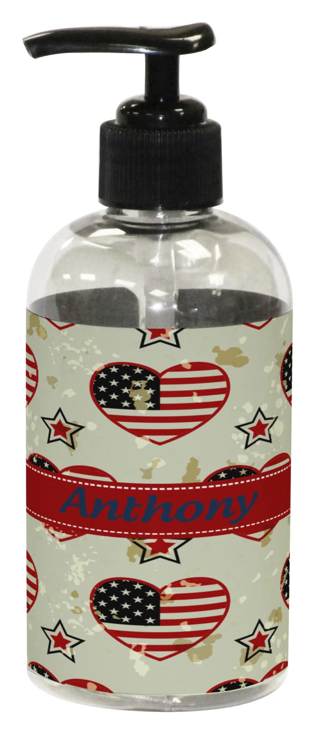 Personalized Americana Plastic Soap Dispenser & Lotion Pump - 8oz Small Black for Bathroom, Kitchen Sink, or Guest Washroom - Perfect Home Decor Gift