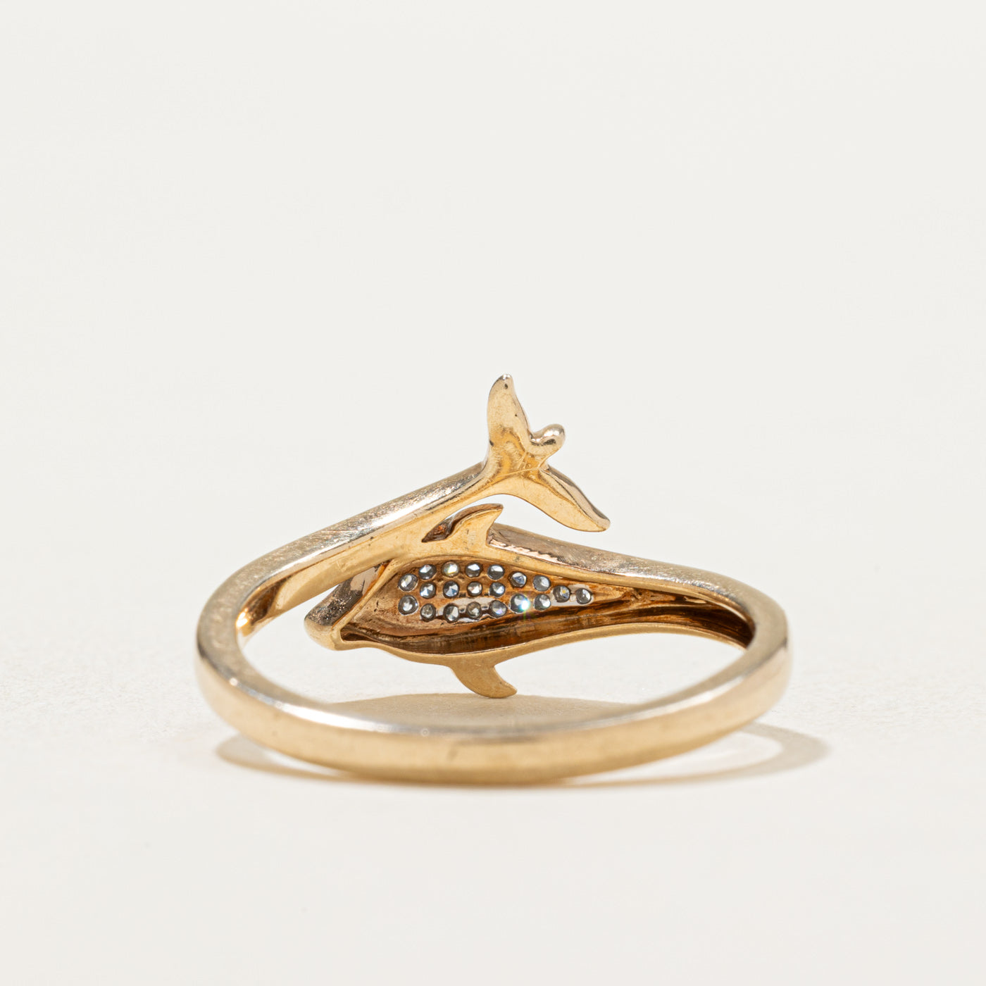 10K White Gold Diamond Dolphin Bypass Ring - 0.02ctw Genuine Diamond Jewelry - Size 7 - Perfect for Anniversary Gifts, Valentine's Day & Special Occasions