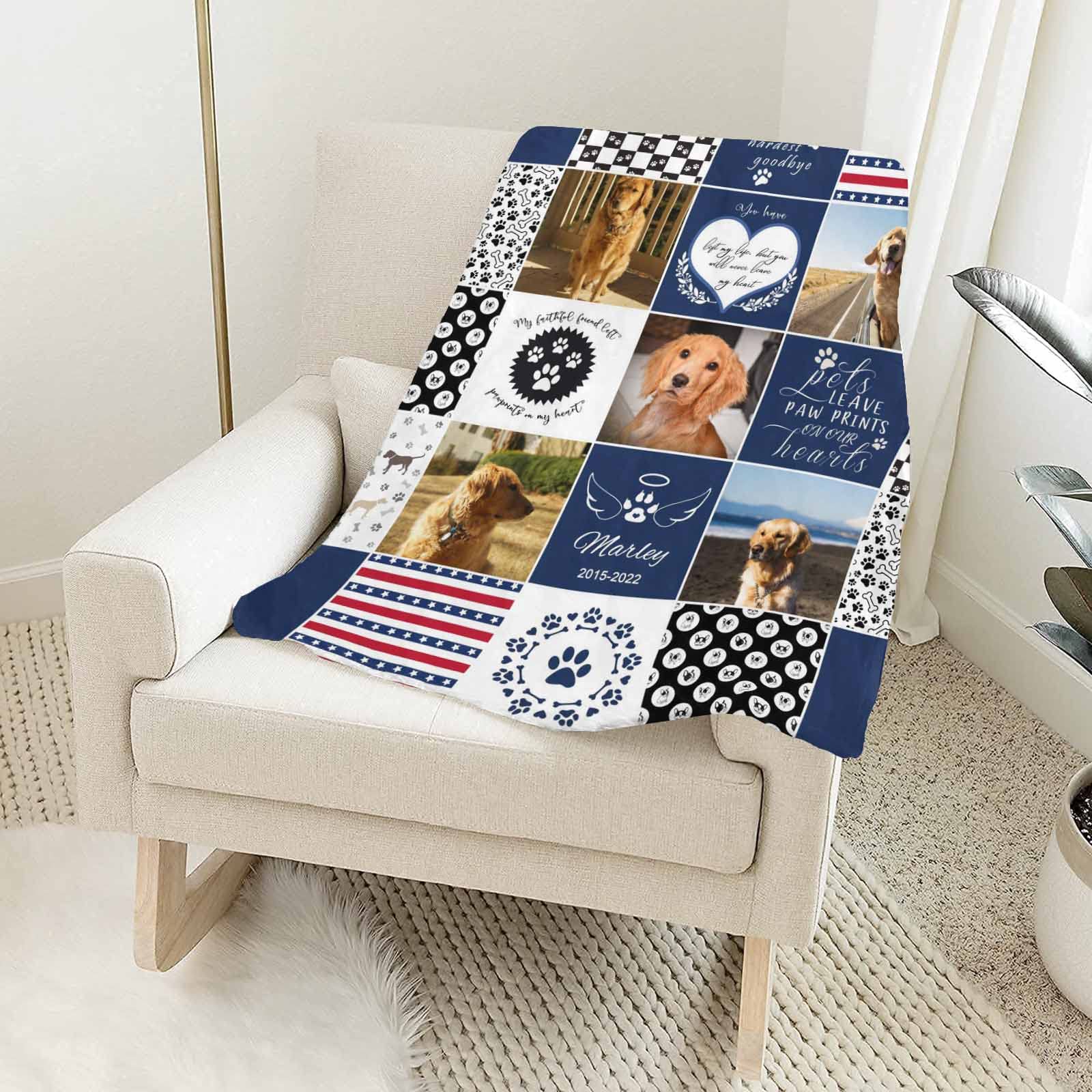 Custom Pet Memorial Blanket with Photos - Personalized Sympathy Gift for Dog & Cat Lovers - 50x60 Inch Soft Throw Blanket for Couch, Bed & Home Decor - Perfect for Pet Loss Remembrance & Comfort