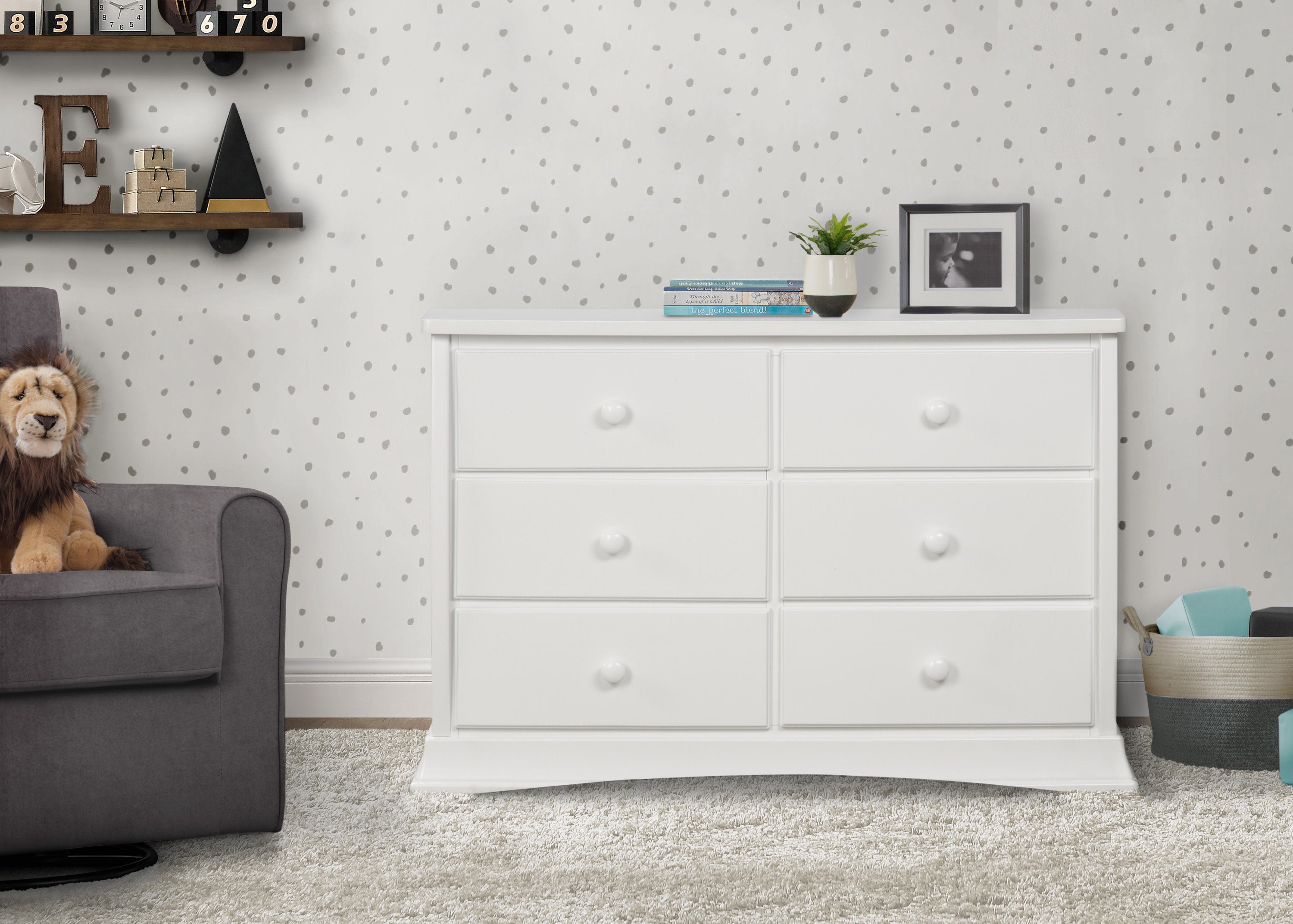 Bentley 6-Drawer Solid Wood Dresser with Smooth-Glide Interlocking Drawers - Perfect for Bedroom Storage & Organization