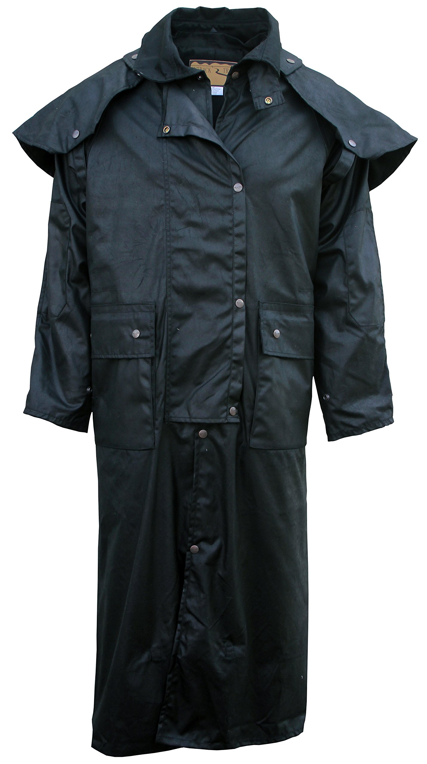 Foxfire Men's Long Oilskin Western Australian Waterproof Duster Coat - Waterproof Raincoat for Outdoor Work & Hiking - Oil Cloth Cotton Jacket for Ranch, Farm & Rainy Day Wear