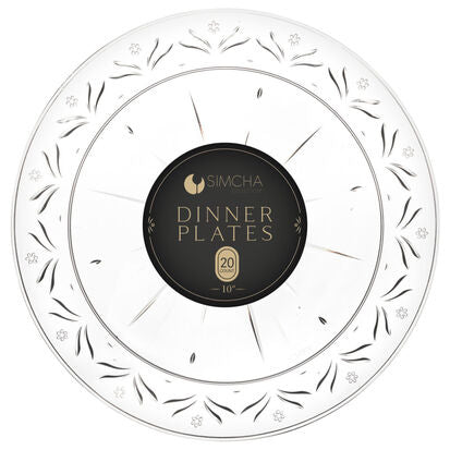 Crystal Clear Round Plastic Plates - 20 Pack Shatterproof Disposable Dinner Plates for Parties, Weddings & Events - Simcha Collection Durable BPA-Free Elegant Tableware