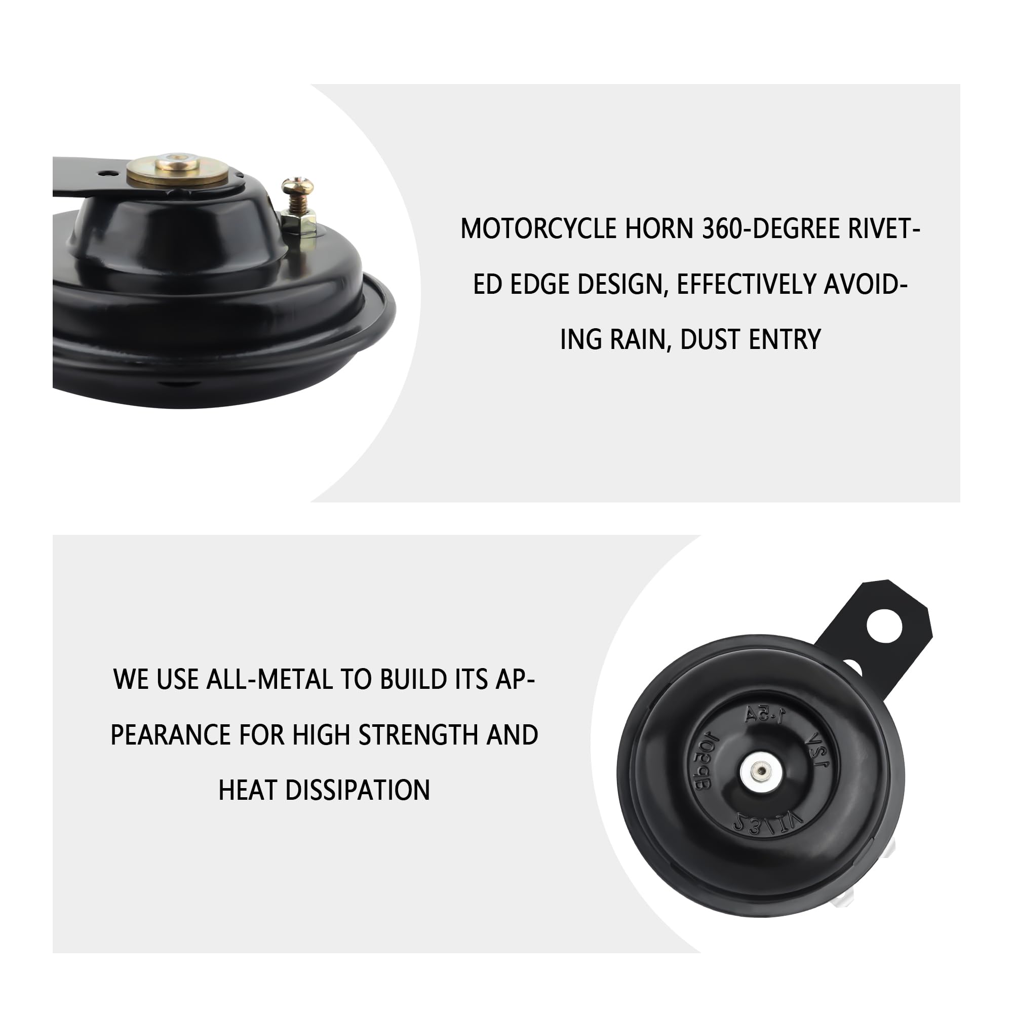 12V 105dB Super Loud Waterproof Motorcycle Air Horn - Universal Electric Warning Horn for Car, Bike, ATV, Truck & Scooter - Perfect for Safety Alerts in Heavy Traffic or Off-Road Adventures