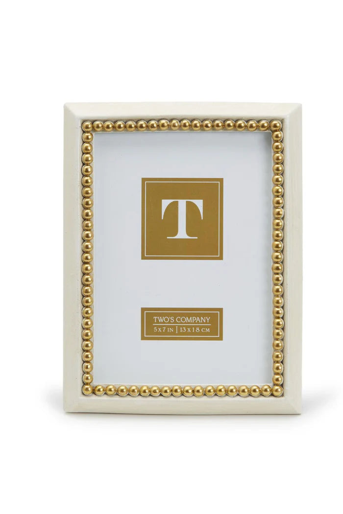 5x7 Gold Beads Picture Frame - Elegant Decorative Photo Frame for Wall Display, Wedding, Anniversary, and Home Decor