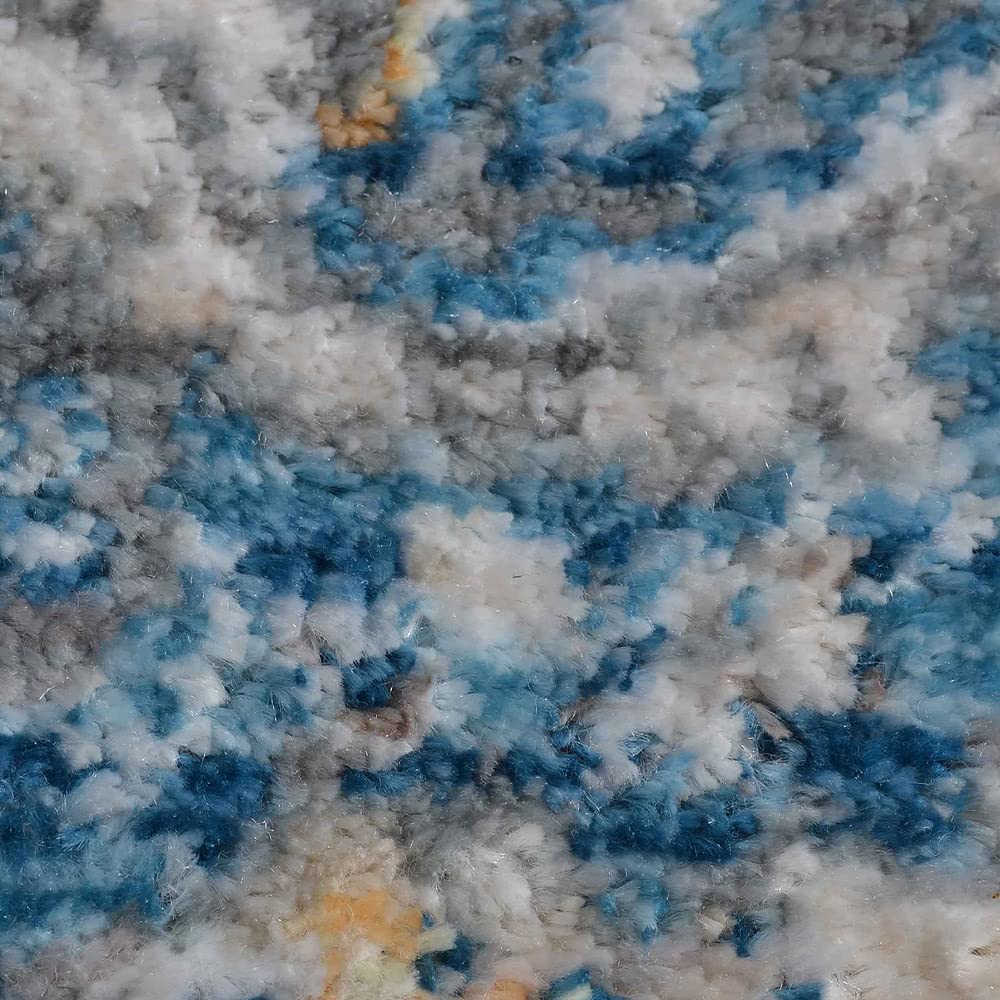 Machine Made Polyester Area Rugs 5'x7'10'' - Gray Blue Oriental Traditional Design Low Pile Carpet for Living Room, Bedroom & Office (M00100)