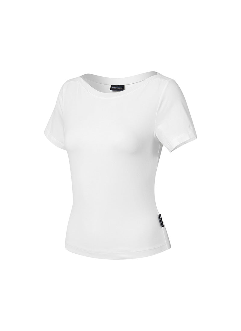 Supima Cotton Boat Neck Short Sleeve T-Shirt for Women - Soft & Breathable Summer Top - Perfect for Casual Wear, Beach Outings and Layering