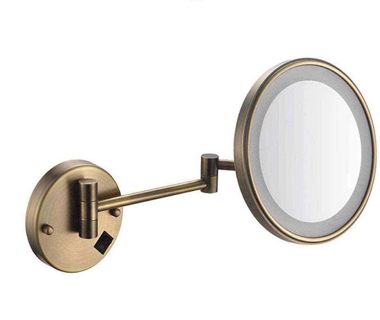 10X Magnified LED Makeup Mirror with Adjustable Extendable Arm - Wall Mounted Vanity Mirror for Bathroom, Hotel & Dressing Room - Perfect for Makeup Application, Shaving & Skincare (Archaize Color)