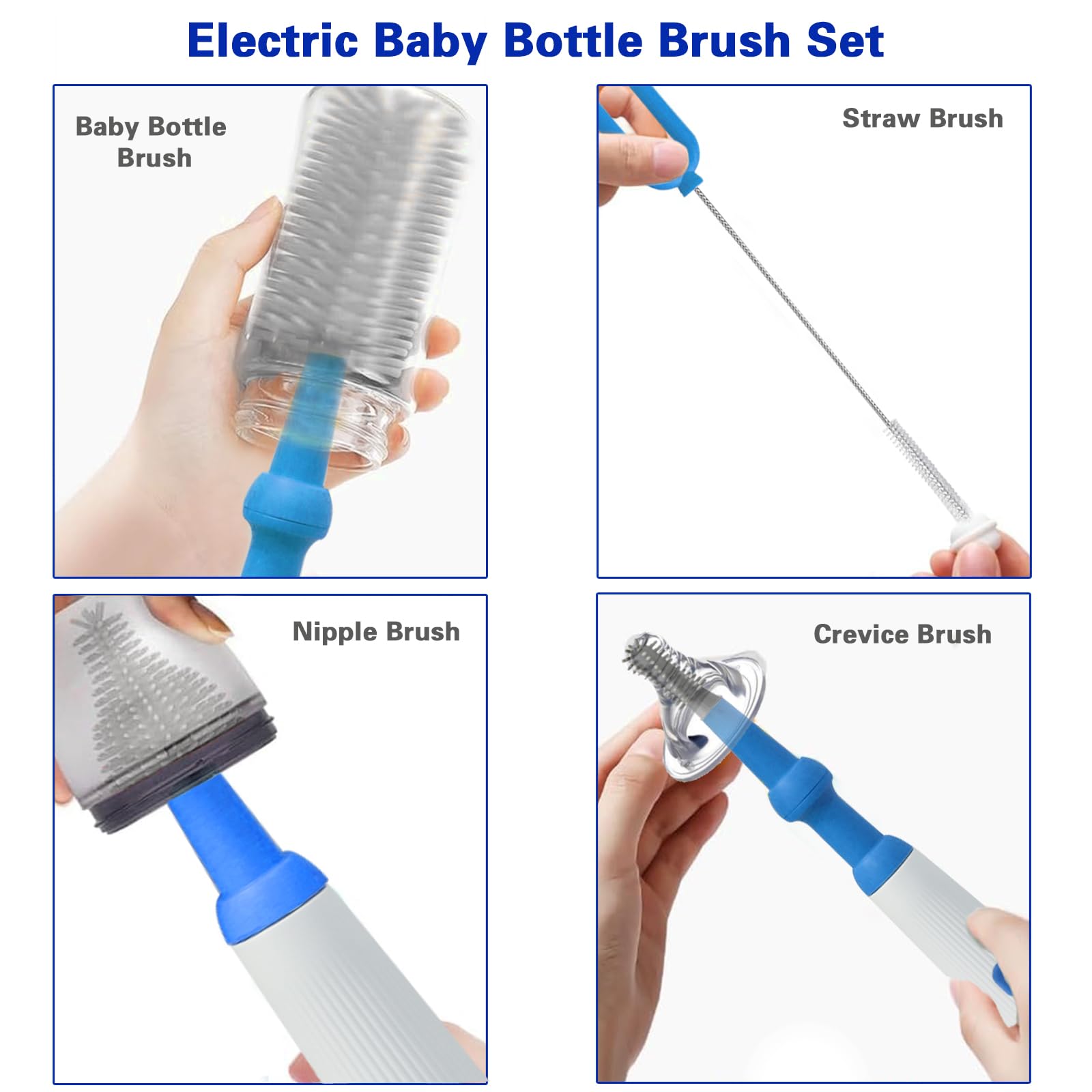 Electric Baby Bottle Brush Cleaner Set - Rechargeable & Automatic for Easy Cleaning
