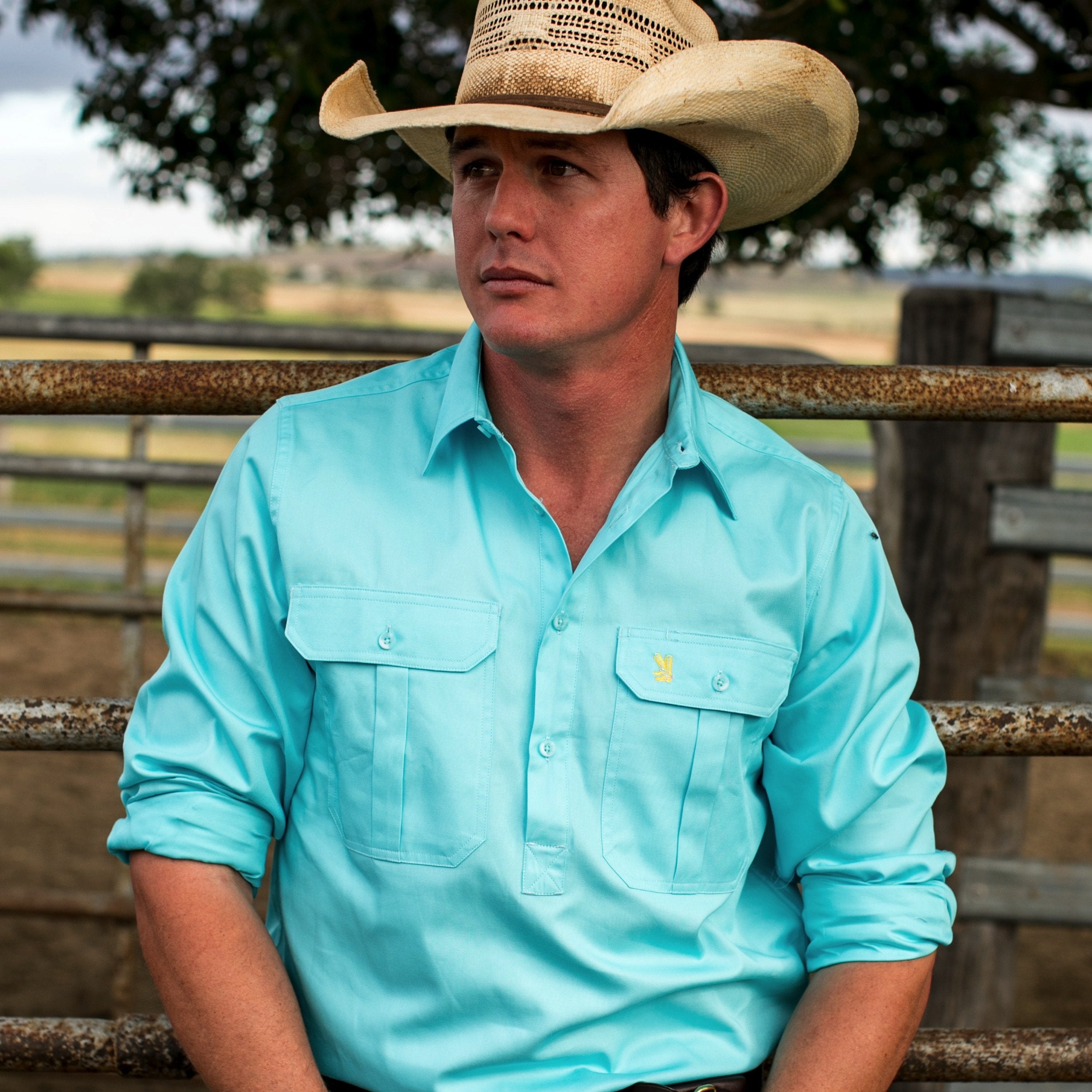 Lightweight Turquoise Half Button Down Shirt for Women - Perfect for Casual Outings & Summer Travel