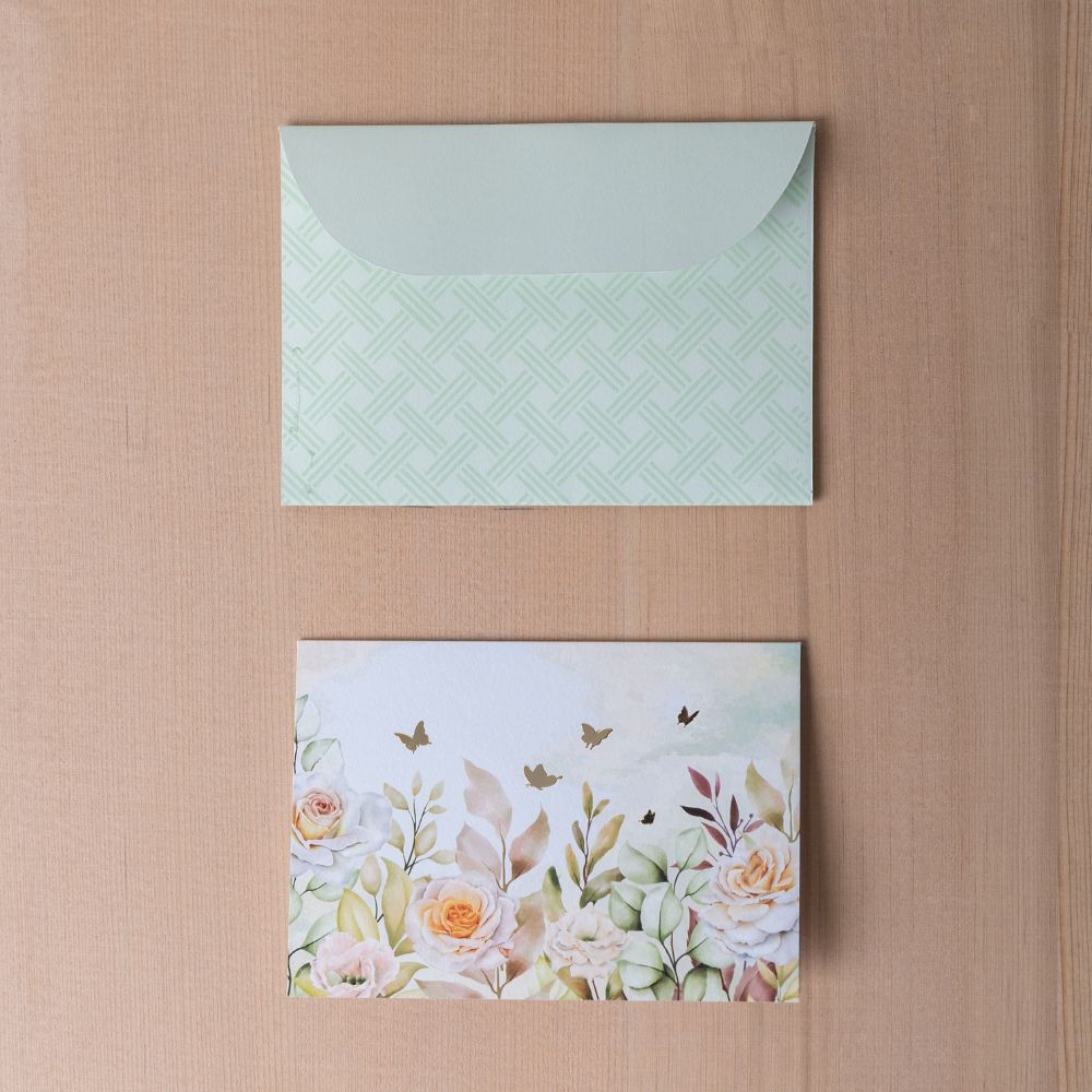 Elegant Gold Electroplated Mint Green Greeting Card & Envelope Set - 10 or 50 Pieces - Perfect for Weddings, Anniversaries & Special Occasions