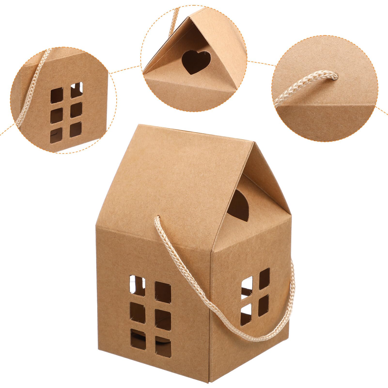 10pcs Kraft Paper Candy Boxes - House Shaped Chocolate Gift Box for Wedding Favors, Christmas Party Treats & Holiday Candy Packaging - Perfect for DIY Gifts, Party Decorations and Sweet Treat Displays