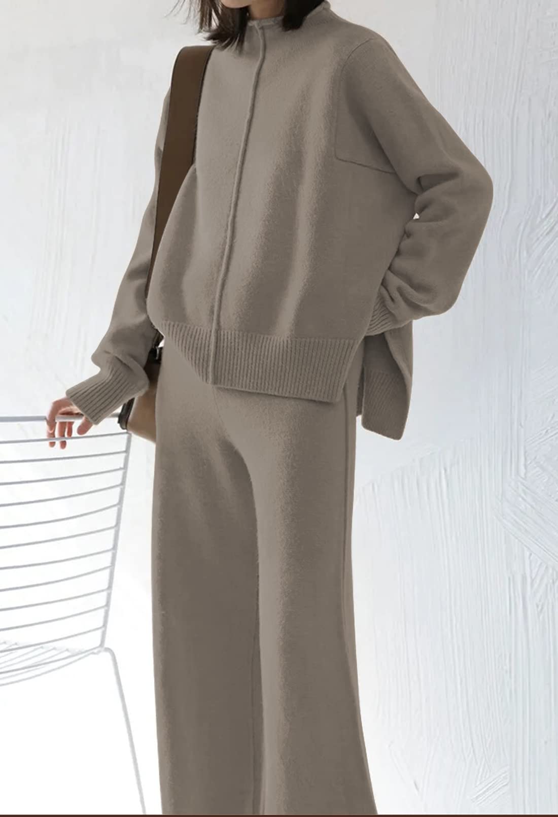 TOLENY Women's 2 Piece Lounge Set - Soft Pullover Sweater & Comfortable Wide Leg Pants Tracksuit Outfit for Home, Yoga, and Casual Wear