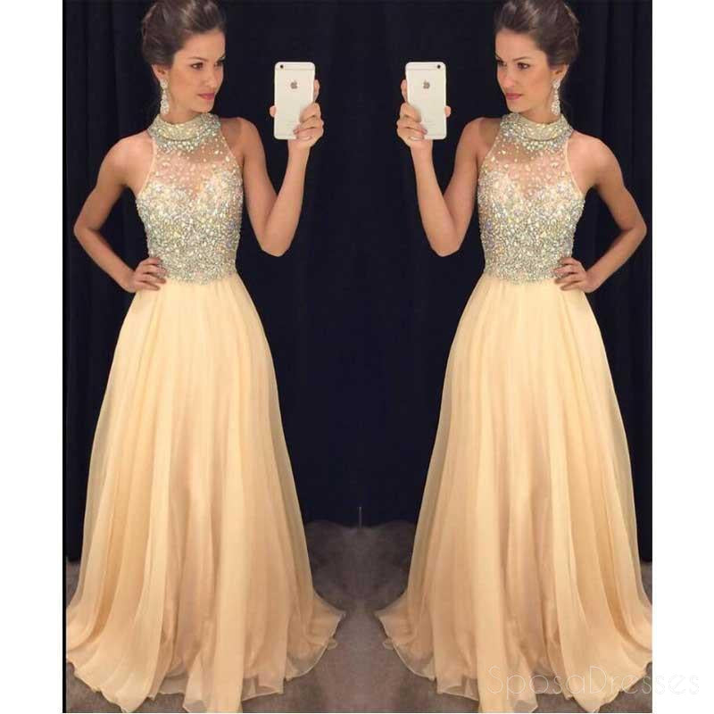 Elegant Hot Pink Halter Evening Prom Dresses with Beaded Details - Long Formal Gown for Prom, Homecoming, and Special Occasions - Custom Sizing Available - Style 17037